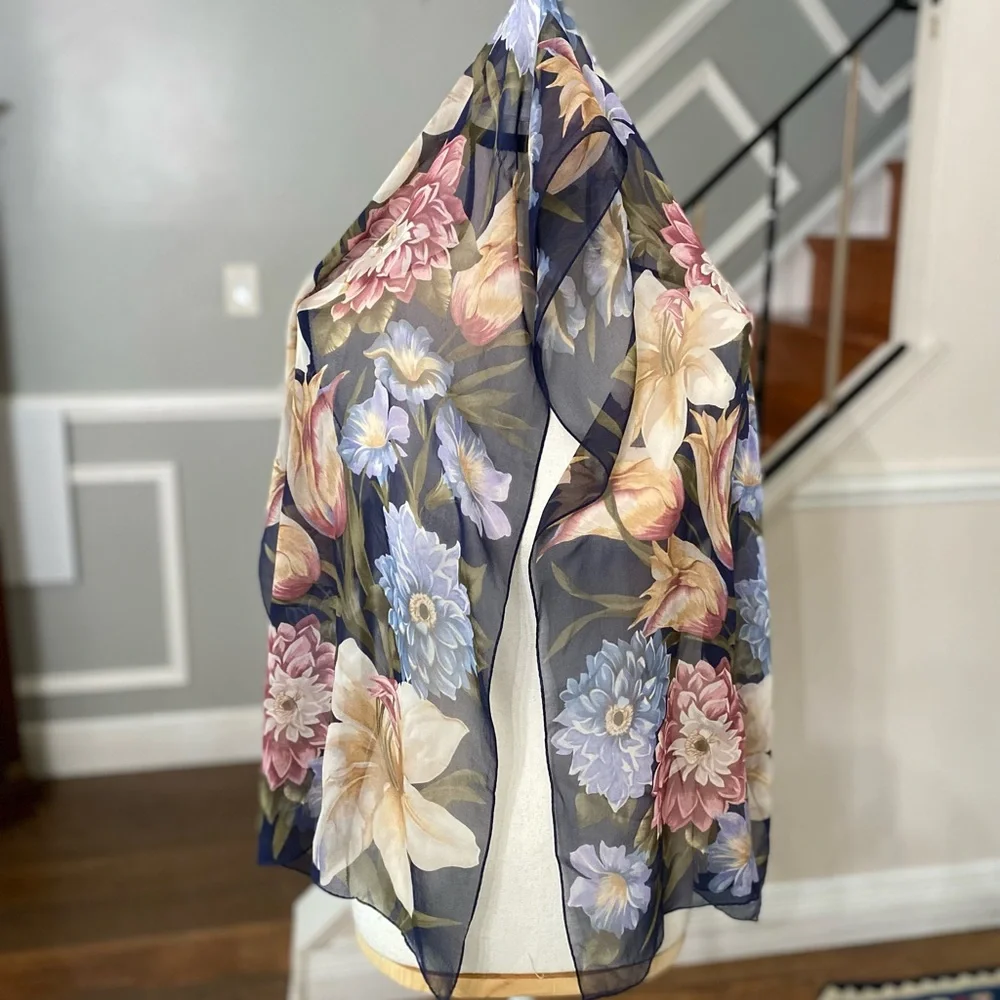 Echo Sheer Navy Floral scarf
